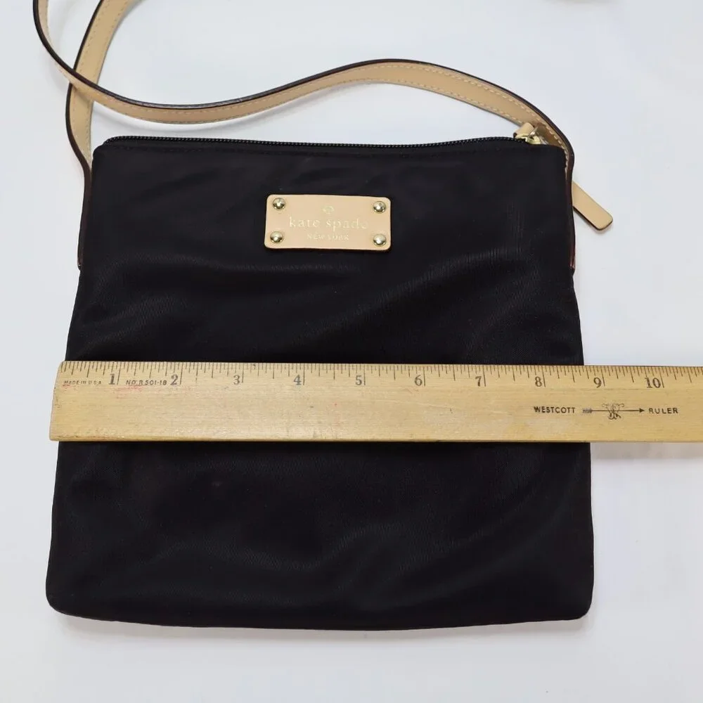 Kate Spade New York Kennedy Park Tess Crossbody Bag‎ Purse Black Nylon Leather